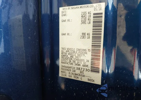 2018 Nissan Maxima 3.5 S из США, поврежденный, VIN 1N4AA6AP1JC387230